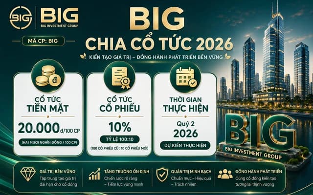 BIG nộp hồ sơ chia cổ tức 12%, kiện toàn Hội Đồng Quản Trị